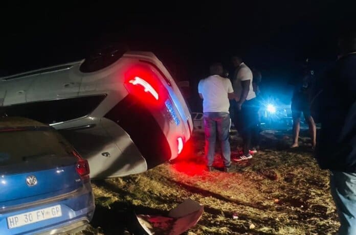White Audi Zikhuba Accident White Audi Q7 crashed over a sports blue Polo that was parked by Melodi tavern at Zikhuba