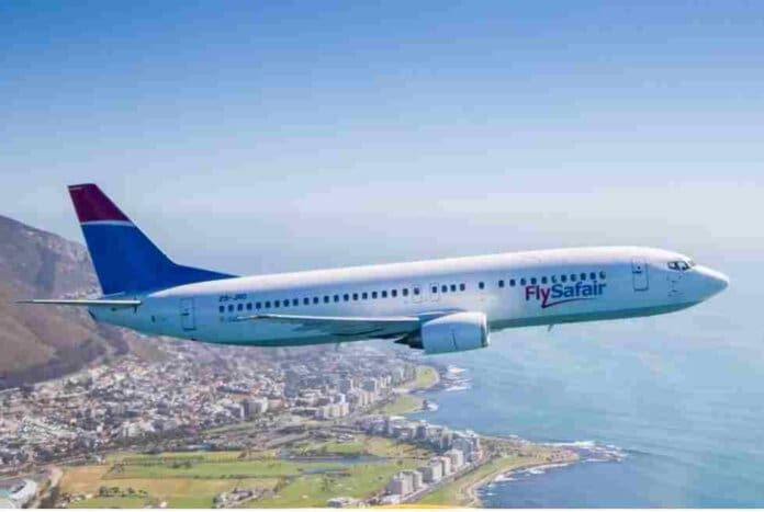 FlySafair Or Tambo 11zon FlySafair Plane Lands Safely with Damaged Tyre at O.R. Tambo International Airport