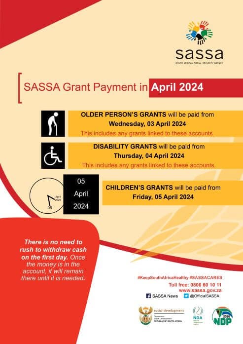 Payment dates poster for April