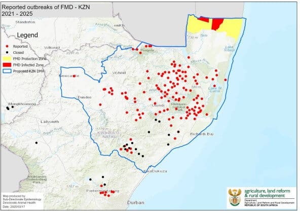 Fmd Map KwaZulu-Natal Foot and Mouth Disease Outbreak Spreads to Newcastle