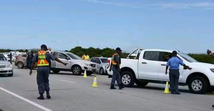 Law Enforcement Roadblock Police visibility on major routes