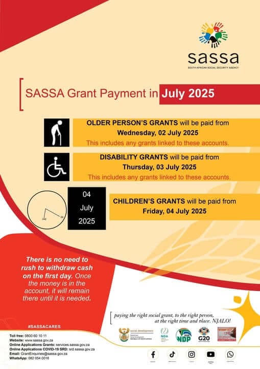 SASSA July 2025 Payment Dates | Pondoland Times