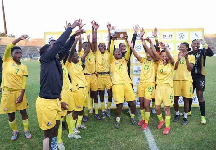 Banyana Celebration Scaled 11zon Banyana crowned #ThreeNations champions with commanding 2–0 win over Zambia