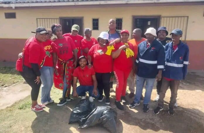 Economic Freedom Fighters Cleans Lamani Primary Toilets On Red Friday Economic Freedom FIghters cleans Lamani Primary toilets on red friday