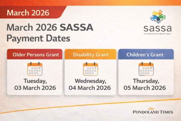 SASSA March 2026 grant payment dates confirmed