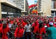 image of COSATU members during a protest on high unemployment