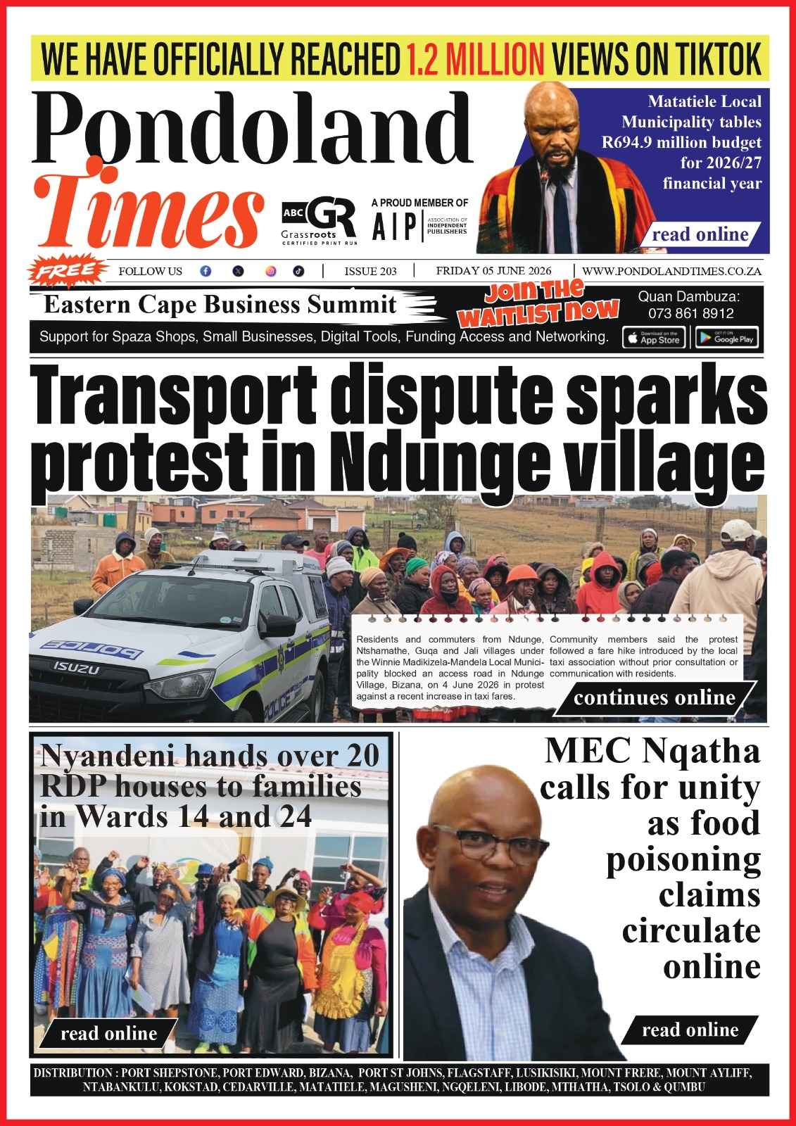 newspapers in eastern cape best front page pondoland times